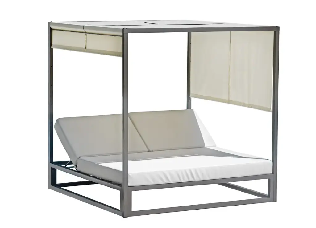 DAYBED IN ALLUMINIO – CUSCINI PVC CREMA – TORTORA