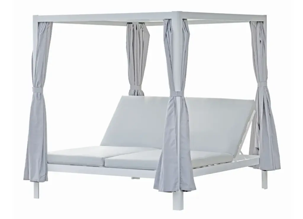 DAYBED IN ALLUMINIO – CUSCINI IN PVC GRIGIO CHIARO – BIANCO