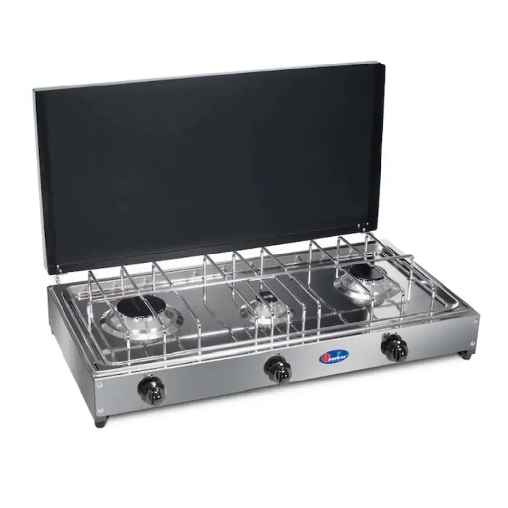 FORNELLO PARKER 3 FUOCHI INOX GRAFITE - 50MBAR 1/4SX 5523GSP