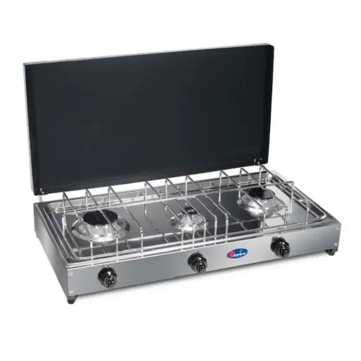 [PZ11397] FORNELLO PARKER 3 FUOCHI INOX GRAFITE - 50MBAR 1/4SX 5523GSP